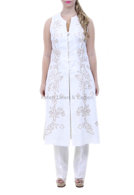 white linen tunic dress