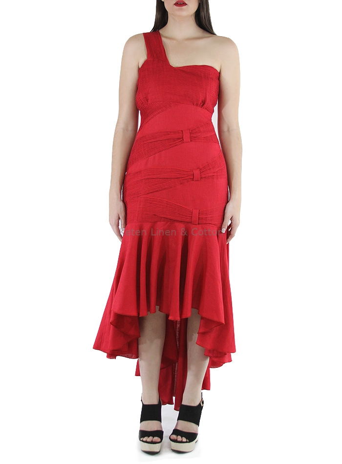 one shoulder linen dress
