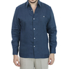 Linen Made Navy Blue Guayabera Shirt GUAYABERAS