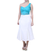 White and Blue One Shoulder Linen Dress DRESSES