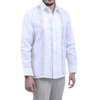 Camisa de Lino Alforzas y Con Bordado Artesanal Color Blanco CAMISAS