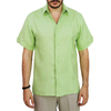 Pleated Green Linen Short Sleeve Shirt SHIRTS
