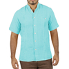 Camisa de Lino Manga Corta Color Aqua CAMISAS