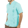 Camisa de Lino Manga Corta Color Aqua CAMISAS