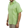 Pleated Green Linen Short Sleeve Shirt SHIRTS