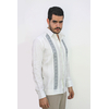 Guayabera de Lino Con Bordado a Mano Punto de Cruz Azul GUAYABERAS 