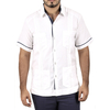 Cotton Cuban Guayabera 4 pocket with blue details GUAYABERAS