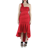 Vestido de Un Hombro Con Alforzas y Falda Larga de Atras VESTIDOS