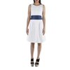 Vestido Corto Lino Con Cinturon Color Azul VESTIDOS