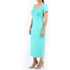 Vestido Largo de Lino Color Aqua Con Alforzas VESTIDOS
