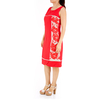 Beautiful Linen Red Dress With Details In Sand Color DRESSES