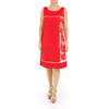 Beautiful Linen Red Dress With Details In Sand Color DRESSES