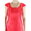 Pleated 100% Red Linen Short Dress DRESSES