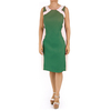 Vestido de Lino Color Verde Jade con Franjas Color Arena VESTIDOS