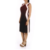 Vestido de Lino Color Negro con Franjas Color Arena VESTIDOS
