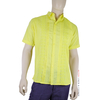 Camisa Color Amarillo Bordado De Lino Algodon Manga Corta CAMISAS