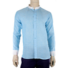 Cuello Mao Camisa de Lino 100% Color Azul Jaspeado CAMISAS