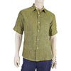 100% Linen Shirt Brown Green Effect Short Sleeve SHIRTS