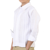 Guayabera 100% Lino con Alforzas y Encaje Manga Larga Blanco GUAYABERAS