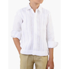 Guayabera 100% Lino con Alforzas y Encaje Manga Larga Blanco GUAYABERAS