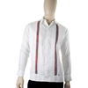 Linen Guayabera With Hand Embroidery in Red Color GUAYABERAS