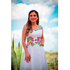 Linen Dress with Flower Embroidery WOMEN