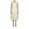Short Beige Linen Dress with Embroidery DRESSES