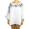 Blusa de Lino Color Blanco Con Bordado Dirigida Artesanal BLUSAS