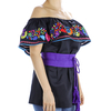 Black Cotton Handmade Colorful Hand Embroidered Blouse TOPS