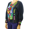 Blusa de Algodon Manga Larga Negro Con Bordado a Mano Artesanal BLUSAS