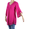 Pink Color Cotton Long Sleve Hand Embroidered Crochet Top TOPS