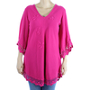 Pink Color Cotton Long Sleve Hand Embroidered Crochet Top TOPS