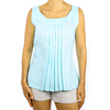 Casual Pure Linen Aqua Color Top TOPS