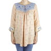 Blusa de Lino Pique Tejido Con Bordado a Mano Artesanal Color Mostaza BLUSAS