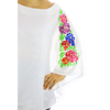 White Linen Top With Handmade Colorful Embroidery Mexican Art One Size TOPS