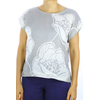 Blusa de Lino Estampado En Color Gris y Blanco BLUSAS