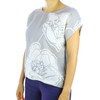 Blusa de Lino Estampado En Color Gris y Blanco BLUSAS