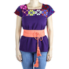 Purple Color Cotton Short Sleve Hand Embroidered Top TOPS