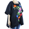 Top de Lino Negro Con Bordado a Mano De Arte Mexicano Unitalla BLUSAS