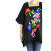 Top de Lino Negro Con Bordado a Mano De Arte Mexicano Unitalla BLUSAS