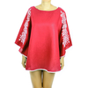 Red Linen Top With Handmade Embroidery Mexican Art TOPS