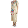 Beige Color Handmade Embroidered Cotton Dress WOMEN