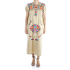 Beige Color Handmade Embroidered Cotton Dress WOMEN