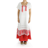 Hermoso Vestido Blanco Mexicano De Rebozo Morado Hecho a Mano MUJER