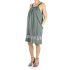 Vestido de Lino Con Bordado Color Verde Militar VESTIDOS
