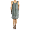 Vestido de Lino Con Bordado Color Verde Militar VESTIDOS