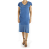 Knee Length Dress Features a Beautiful Denim Fabric and Embroidery WOMEN