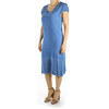 Knee Length Dress Features a Beautiful Denim Fabric and Embroidery WOMEN