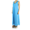 Long Blue Cotton Dress With Crochet a Mano Artesanal WOMEN