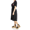 Knee Length Black Cotton Dress With Embroidery WOMEN